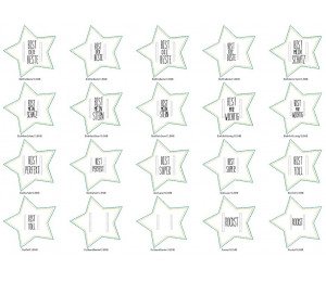 ADVENTSKALENDER VORFREUDE Türchen - Stickserie - 10 ITH Sterne mit Schlitz